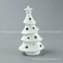 Spot Goods! White Porcelain Tree Shaped Ceramic Christmas Candle Holders